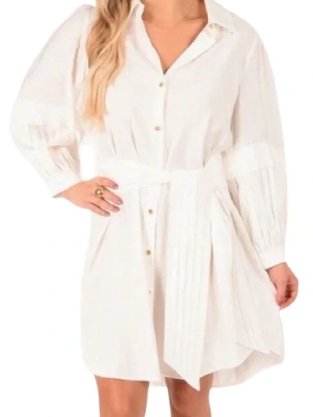 Emily McCarthy Oxford Shirt Dress White Linen
